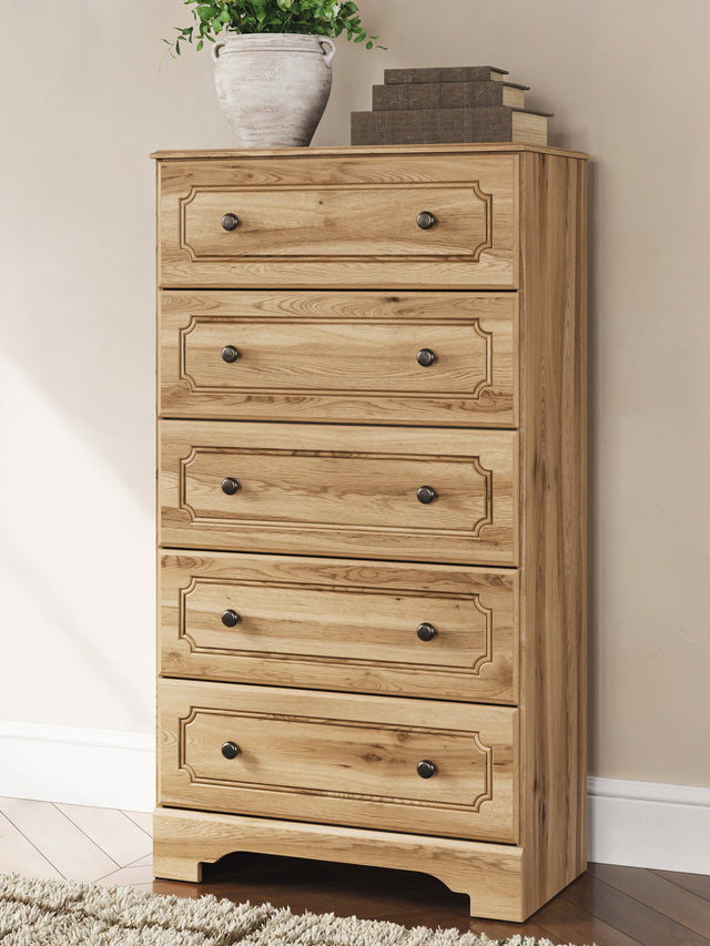 Furniture City Houma - Ashley Furniture - Aleaport Chest of Drawers - Five Drawer Chest / Warm Brown - PCB1075-46