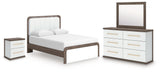 Kendanport Queen Upholstered Bed, Dresser, Mirror and Nightstand