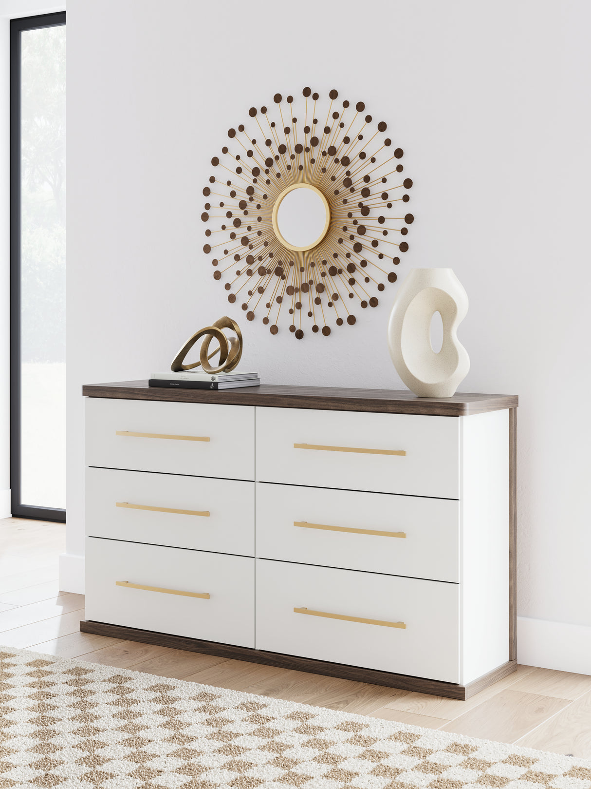 Furniture City Houma - Ashley Furniture - Kendanport Bedroom - Six Drawer Dresser / Brown/White - PCB1108-31