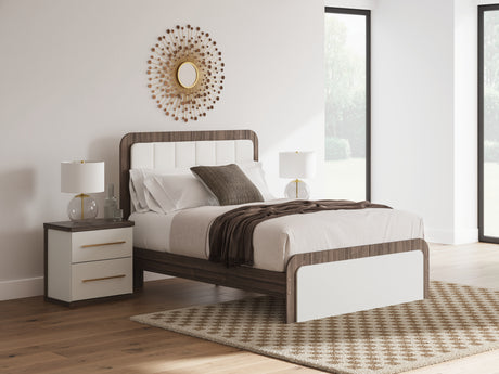 Furniture City Houma - Ashley Furniture - Kendanport Queen Upholstered Bed - Queen Upholstered Bed / White/Brown - PCB1108B7