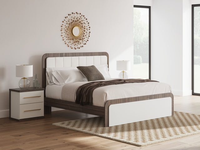 Furniture City Houma - Ashley Furniture - Kendanport King Upholstered Bed - King Upholstered Bed / White/Brown - PCB1108B8