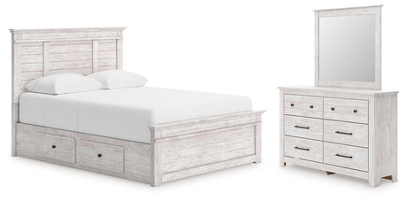 Furniture City Houma - Ashley Furniture - Makidern Queen Panel Bed with Storage, Dresser and Mirror - Queen Panel Bed with Storage, Dresser and Mirror - PCB1171B6