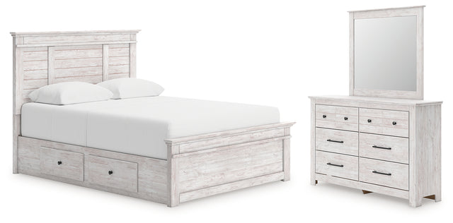Furniture City Houma - Ashley Furniture - Makidern Queen Panel Bed with Storage, Dresser and Mirror - Queen Panel Bed with Storage, Dresser and Mirror - PCB1171B6