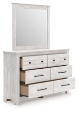 Makidern Queen Panel Storage Bed, Dresser and Mirror
