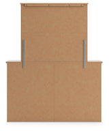 Makidern Queen Panel Bed with Storage, Dresser and Mirror