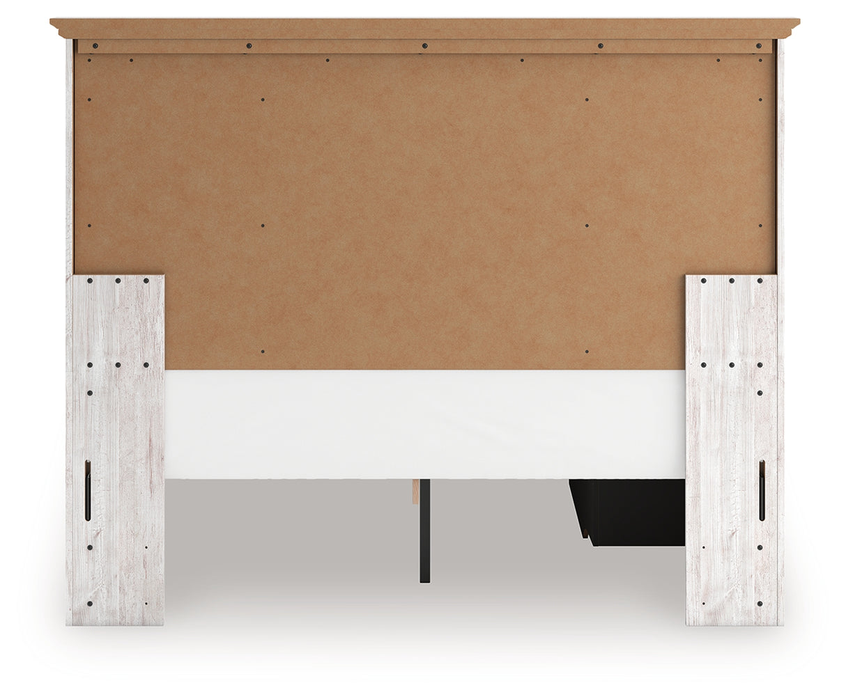 Makidern Queen Panel Bed with Storage, Dresser and Mirror