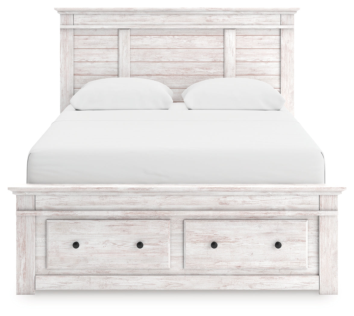 Makidern Queen Panel Storage Bed, Dresser and Mirror