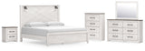 Furniture City Houma - Ashley Furniture - Gerridan King Panel Bed - King Panel Bed, Dresser, Mirror, Chest, and Nightstand / White/Gray - B1190B16
