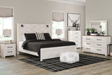Furniture City Houma - Ashley Furniture - Gerridan King Panel Bed - King Panel Bed, Dresser, Mirror, Chest and 2 Nightstands / White/Gray - B1190B28