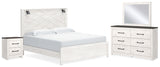 Furniture City Houma - Ashley Furniture - Gerridan King Panel Bed - King Panel Bed, Dresser, Mirror and Nightstand / White/Gray - B1190B20