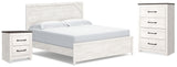 Furniture City Houma - Ashley Furniture - Gerridan King Panel Bed - King Panel Bed, Chest and Nightstand / White/Gray - B1190B35