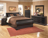 Furniture City Houma - Ashley Furniture - Huey Vineyard Queen Sleigh Bed, Dresser, Mirror, Chest, and 2 Nightstands - Queen Sleigh Bed, Dresser, Mirror, Chest, and 2 Nightstands - B128B36