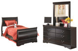 Furniture City Houma - Ashley Furniture - Huey Vineyard Twin Sleigh Bed with Dresser and Mirror - Twin Sleigh Bed with Dresser and Mirror - B128B7