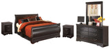 Furniture City Houma - Ashley Furniture - Huey Vineyard Queen Sleigh Bed with Mirrored Dresser and 2 Nightstands - Queen Sleigh Bed with Mirrored Dresser and 2 Nightstands - B128B15