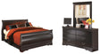 Furniture City Houma - Ashley Furniture - Huey Vineyard Queen Sleigh Bed with Dresser and Mirror - Queen Sleigh Bed with Dresser and Mirror - B128B6