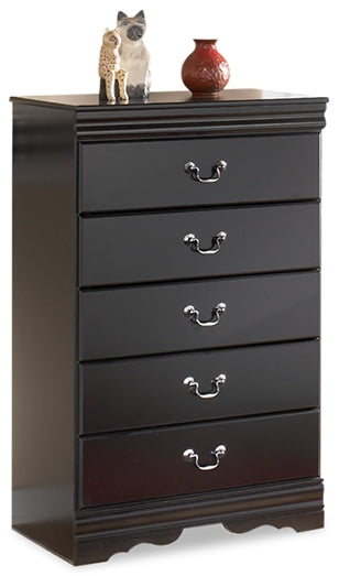 Furniture City Houma - Ashley Furniture - Huey Vineyard Chest of Drawers - Five Drawer Chest / Black - B128-46