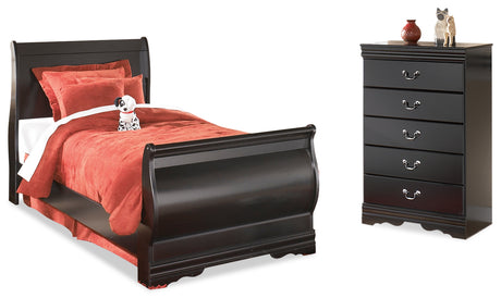 Furniture City Houma - Ashley Furniture - Huey Vineyard Twin Sleigh Bed and Chest - Twin Sleigh Bed and Chest - B128B39