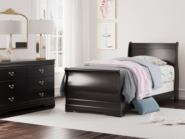 Furniture City Houma - Ashley Furniture - Huey Vineyard Twin Sleigh Bed - Twin Sleigh Bed / Black - B128B5