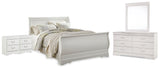 Furniture City Houma - Ashley Furniture - Anarasia Queen Sleigh Bed - Queen Sleigh Bed, Dresser, Mirror and 2 Nightstands / White - B129B23