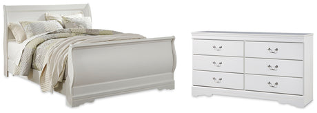 Furniture City Houma - Ashley Furniture - Anarasia Queen Sleigh Bed and Dresser - Queen Sleigh Bed and Dresser / White - B129B24