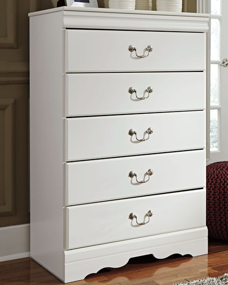 Furniture City Houma - Ashley Furniture - Anarasia Chest of Drawers - Five Drawer Chest / White - B129-46