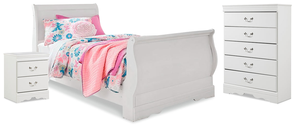 Furniture City Houma - Ashley Furniture - Anarasia Twin Sleigh Bed, Chest and Nightstand - Twin Sleigh Bed, Chest and Nightstand - B129B25