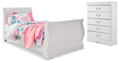 Furniture City Houma - Ashley Furniture - Anarasia Twin Sleigh Bed and Chest - Twin Sleigh Bed and Chest - B129B16