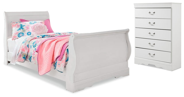 Furniture City Houma - Ashley Furniture - Anarasia Twin Sleigh Bed and Chest - Twin Sleigh Bed and Chest - B129B16