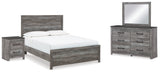 Furniture City Houma - Ashley Furniture - Bronyan Queen Panel Bed - Queen Panel Bed, Dresser, Mirror and Nightstand / Dark Gray - B1290B5