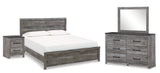 Bronyan King Panel Bed, Dresser, Mirror and Nightstand