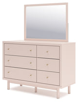 Wistenpine Twin Upholstered Panel Headboard, Dresser and Mirror