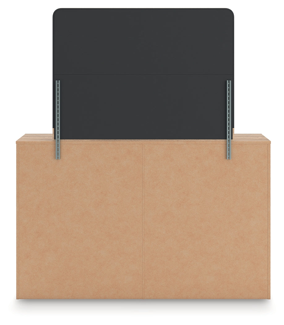 Kinlanni Queen Upholstered Panel Bed, Dresser and Mirror