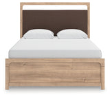 Kinlanni Queen Upholstered Panel Bed, Dresser and Mirror