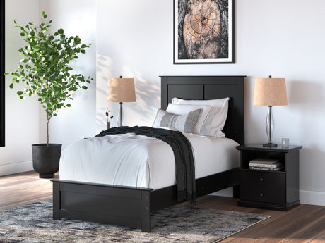 Furniture City Houma - Ashley Furniture - Maribel Twin Panel Bed - Twin Panel Bed / Black - B138B51