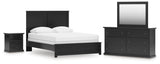 Maribel Queen Panel Bed with Dresser, Mirror and Nightstand