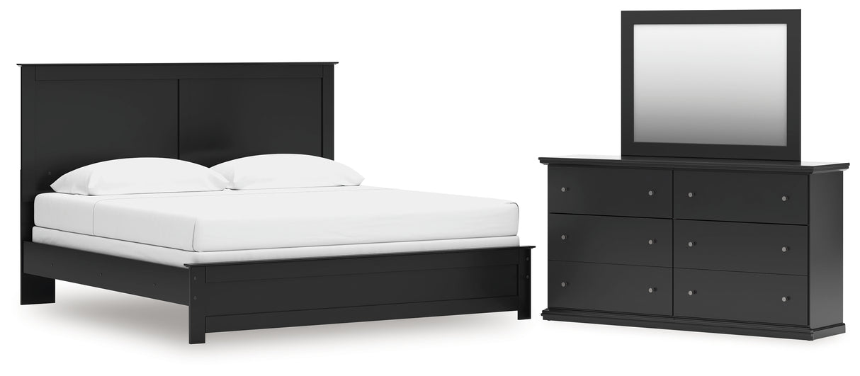 Maribel King Panel Bed with Dresser and Mirror