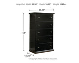 Maribel Full Panel Bed, Dresser, Mirror and Chest