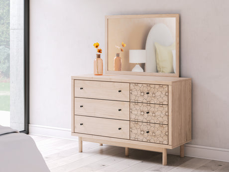 Furniture City Houma - Ashley Furniture - Arloster Dresser and Mirror - Dresser and Mirror / Tan - PCB1566B1