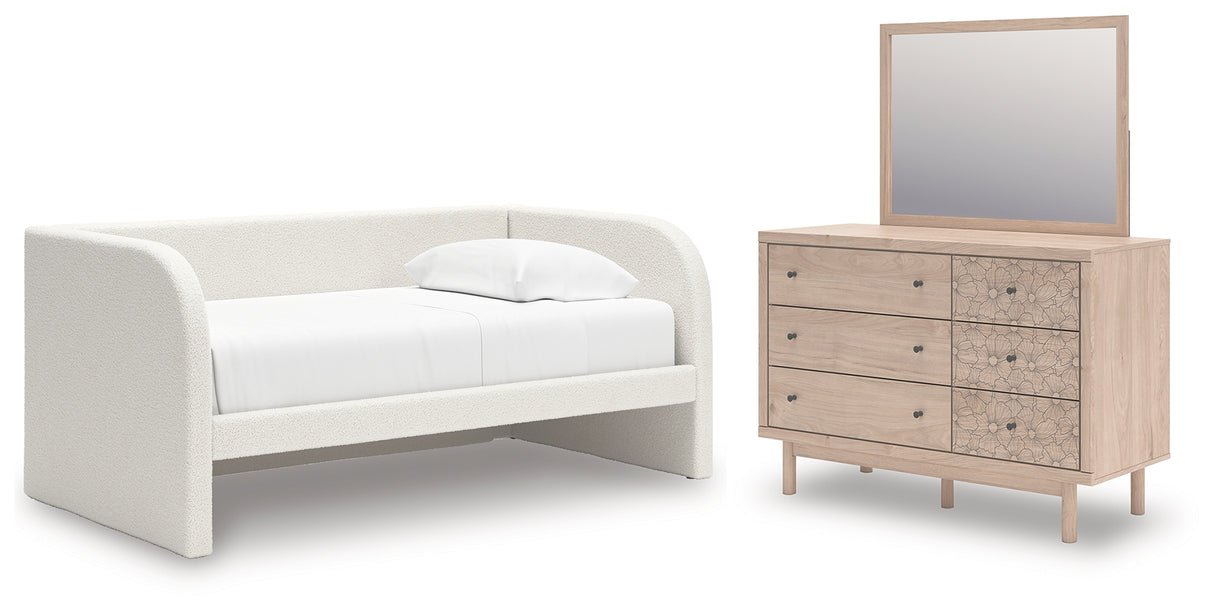 Furniture City Houma - Ashley Furniture - Arloster Twin Upholstered Day Bed, Dresser and Mirror - Twin Upholstered Day Bed, Dresser and Mirror - PCB1566B14