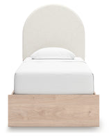 Arloster Twin Upholstered Panel Bed, Dresser and Mirror