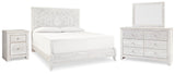 Furniture City Houma - Ashley Furniture - Paxberry King Panel Bed - King Panel Bed, Dresser, Mirror and Nightstand / Whitewash - B181B33