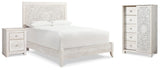 Furniture City Houma - Ashley Furniture - Paxberry Queen Panel Bed - Queen Panel Bed, Chest and Nightstand / Whitewash - B181B28