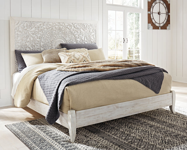 Furniture City Houma - Ashley Furniture - Paxberry King Panel Bed - King Panel Bed / Whitewash - B181B10