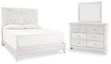 Furniture City Houma - Ashley Furniture - Paxberry King Panel Bed - King Panel Bed, Dresser and Mirror / Whitewash - B181B9