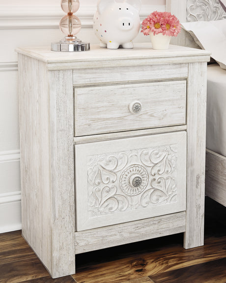 Furniture City Houma - Ashley Furniture - Paxberry Nightstand - Two Drawer Night Stand / Whitewash - B181-92