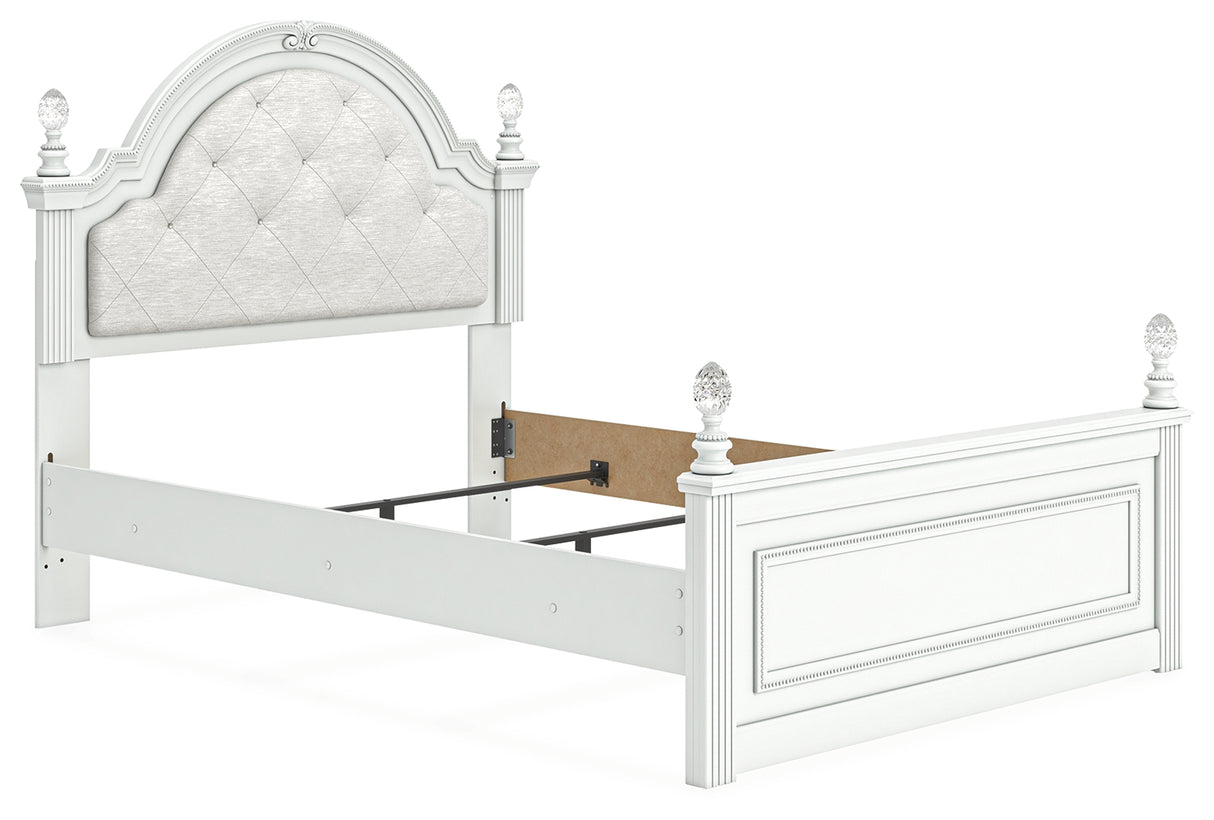 Kozlani Full Upholstered Panel Bed, Dresser and Mirror