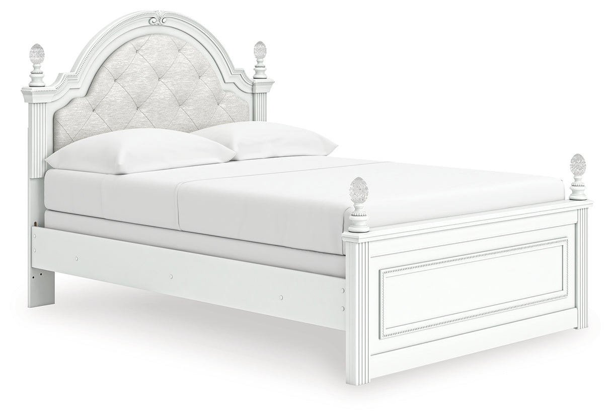 Kozlani Full Upholstered Panel Bed, Dresser and Mirror
