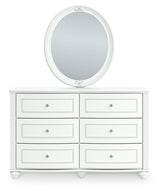 Kozlani Twin Upholstered Panel Bed, Dresser and Mirror