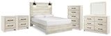Furniture City Houma - Ashley Furniture - Cambeck Queen Panel Bed - Queen Panel Bed, Dresser, Mirror, Chest and 2 Nightstands / Whitewash - B192B108