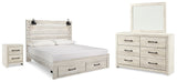 Furniture City Houma - Ashley Furniture - Cambeck King Panel Storage Bed, Dresser, Mirror and Nightstand - King Panel Storage Bed, Dresser, Mirror and Nightstand / Whitewash - B192B127